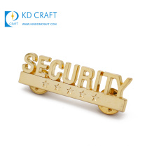 High quality personalized metal zinc alloy die struck 3d gold plating special department custom security badge